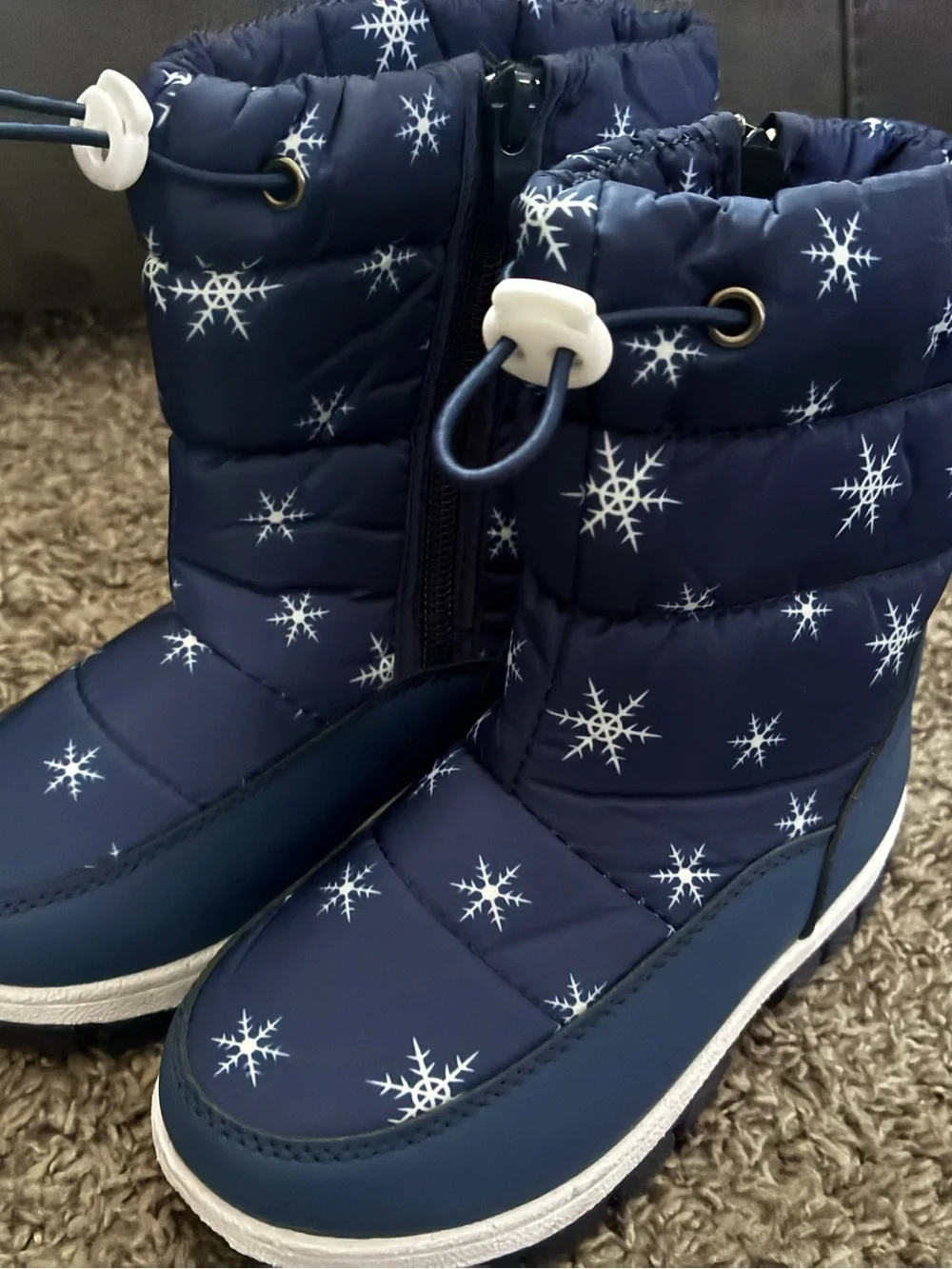 Kids Navy Snowflake Rain & Snow Boots - Insulated Waterproof